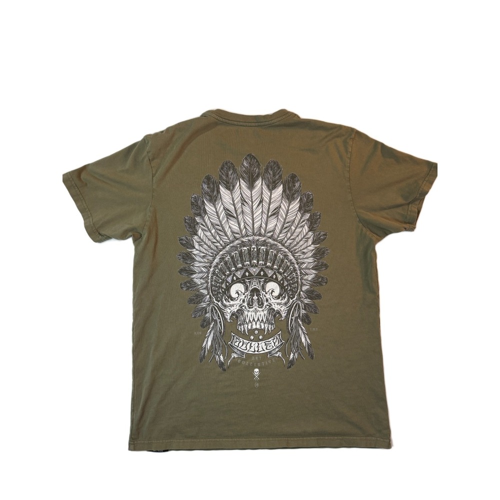 Sullen Art Collective Shirt Mens L Green Tattoo‎ Skull Y2K Tee